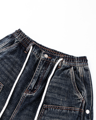 Multi-Pocket Wide-Leg Denim Pants