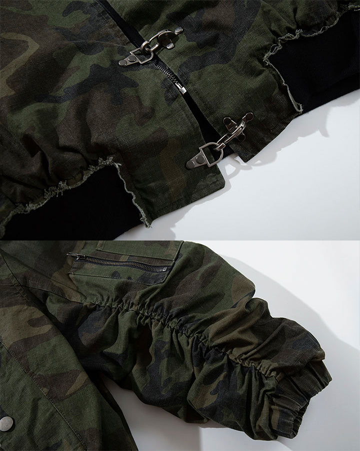 Camouflage Hooded Bomber Jacket