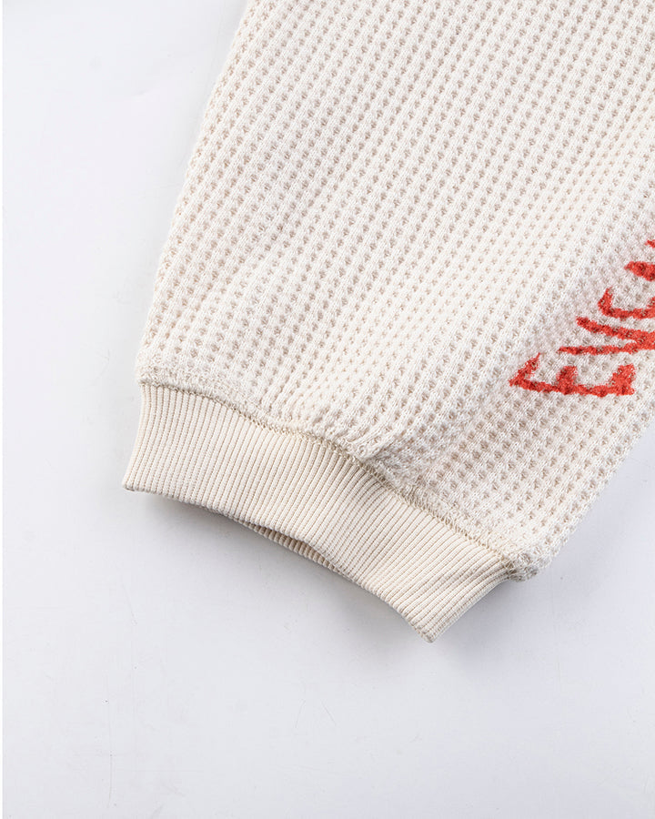 Graphic Printed Waffle Knit Sweatshirt