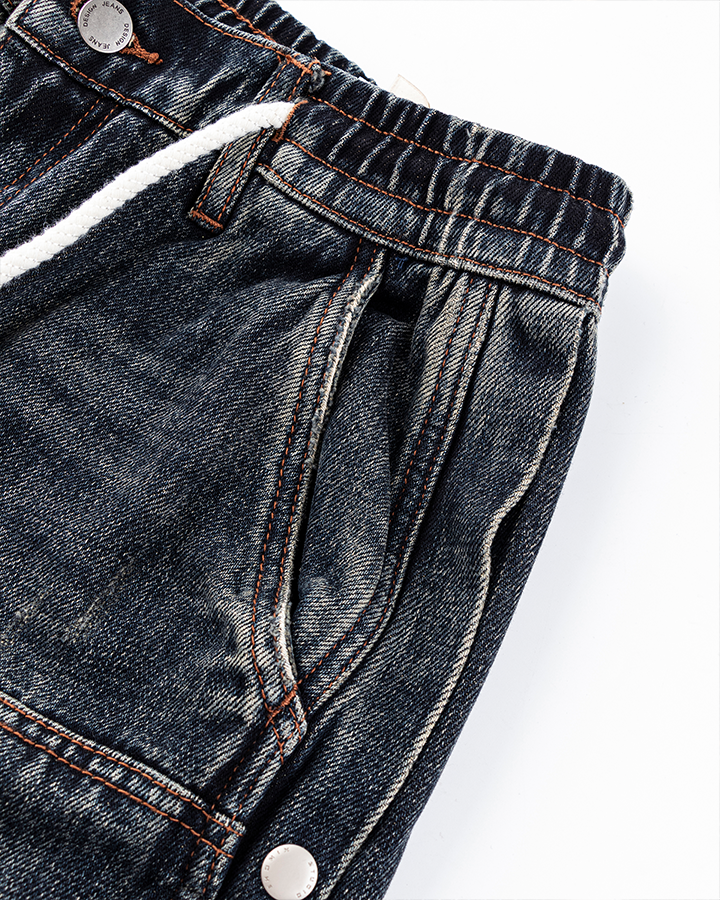 Multi-Pocket Wide-Leg Denim Pants