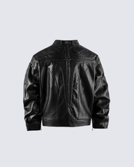 Structured Panel Faux Leather Jacket