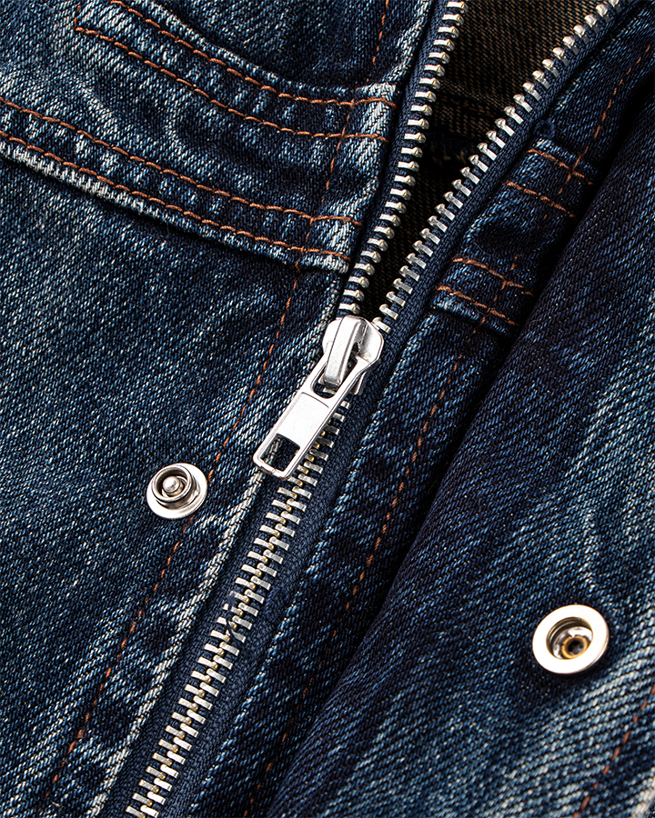 Vintage Washed Denim Zip-Up Jacket