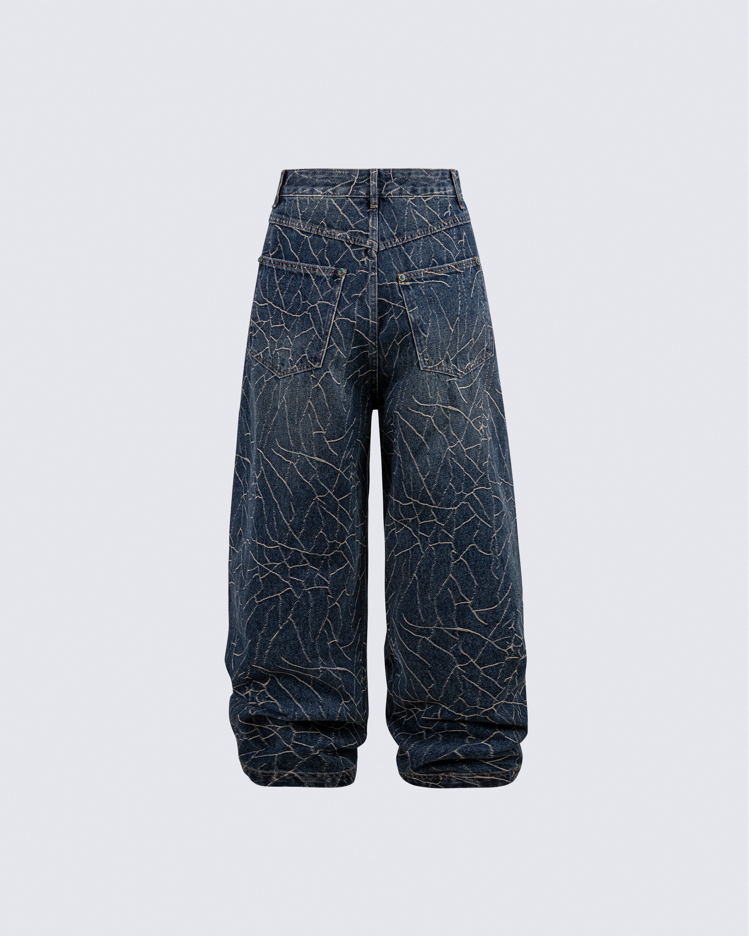 Cracked Wash Wide-Leg Jeans