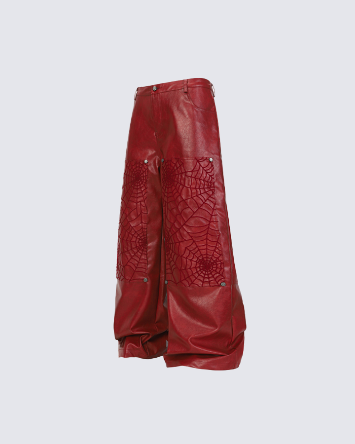 Wide-Leg Faux Leather Pants