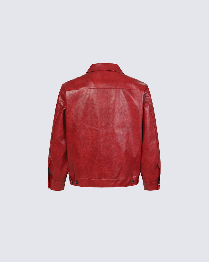 Faux Leather Jacket with Spiderweb Panels