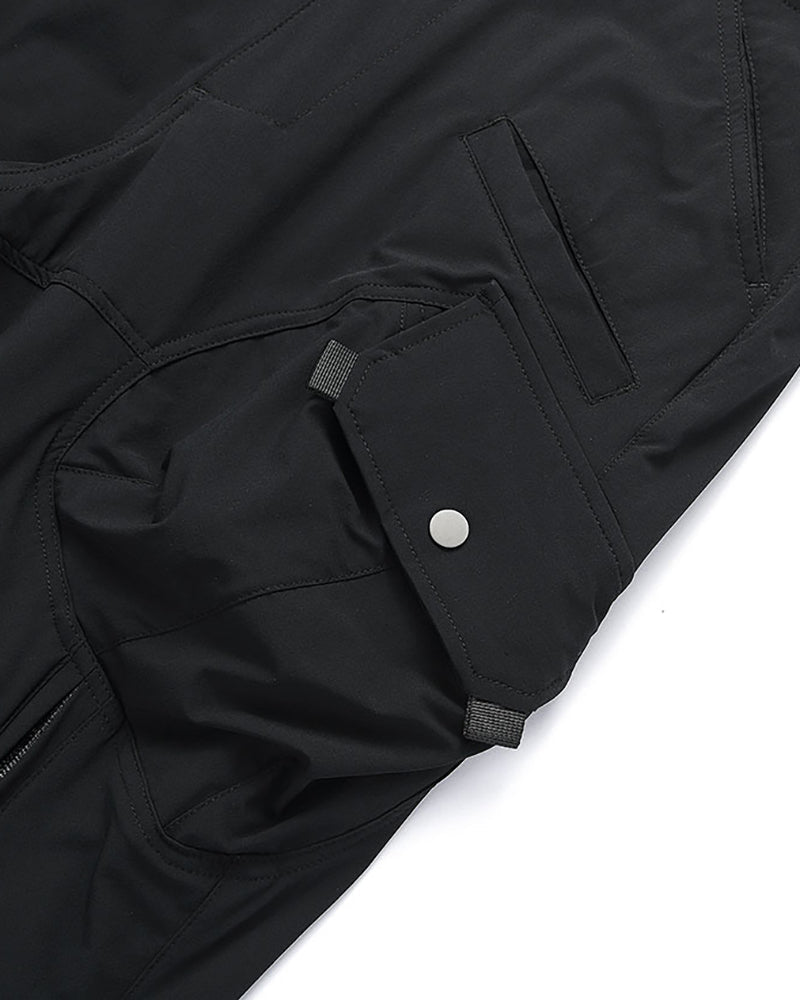Laminated Zipper Black Cargo Pants