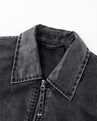 Washed Zip-Up Cotton Jacke