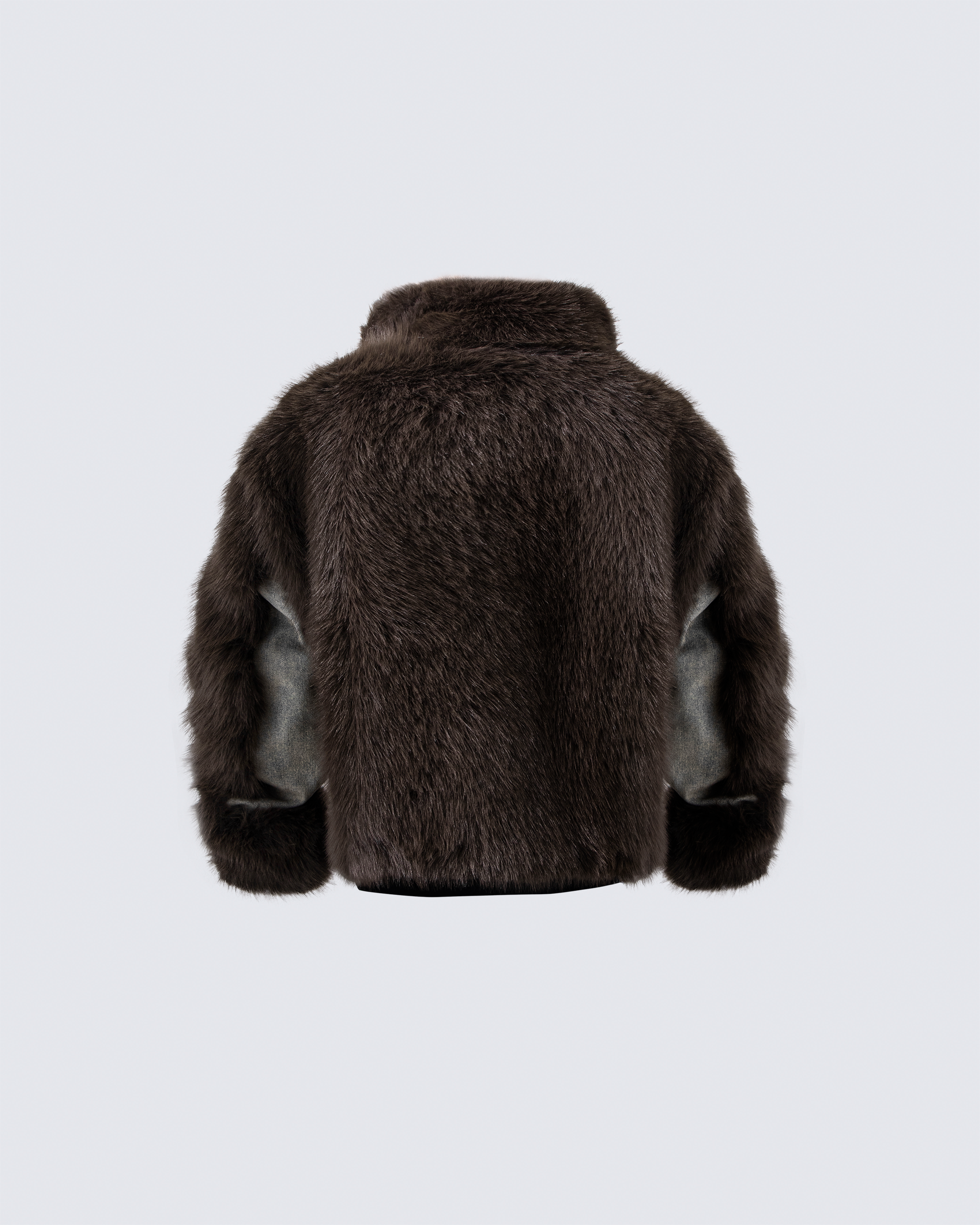 Denim Patchwork Faux Fur Jacket