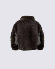 Denim Patchwork Faux Fur Jacket