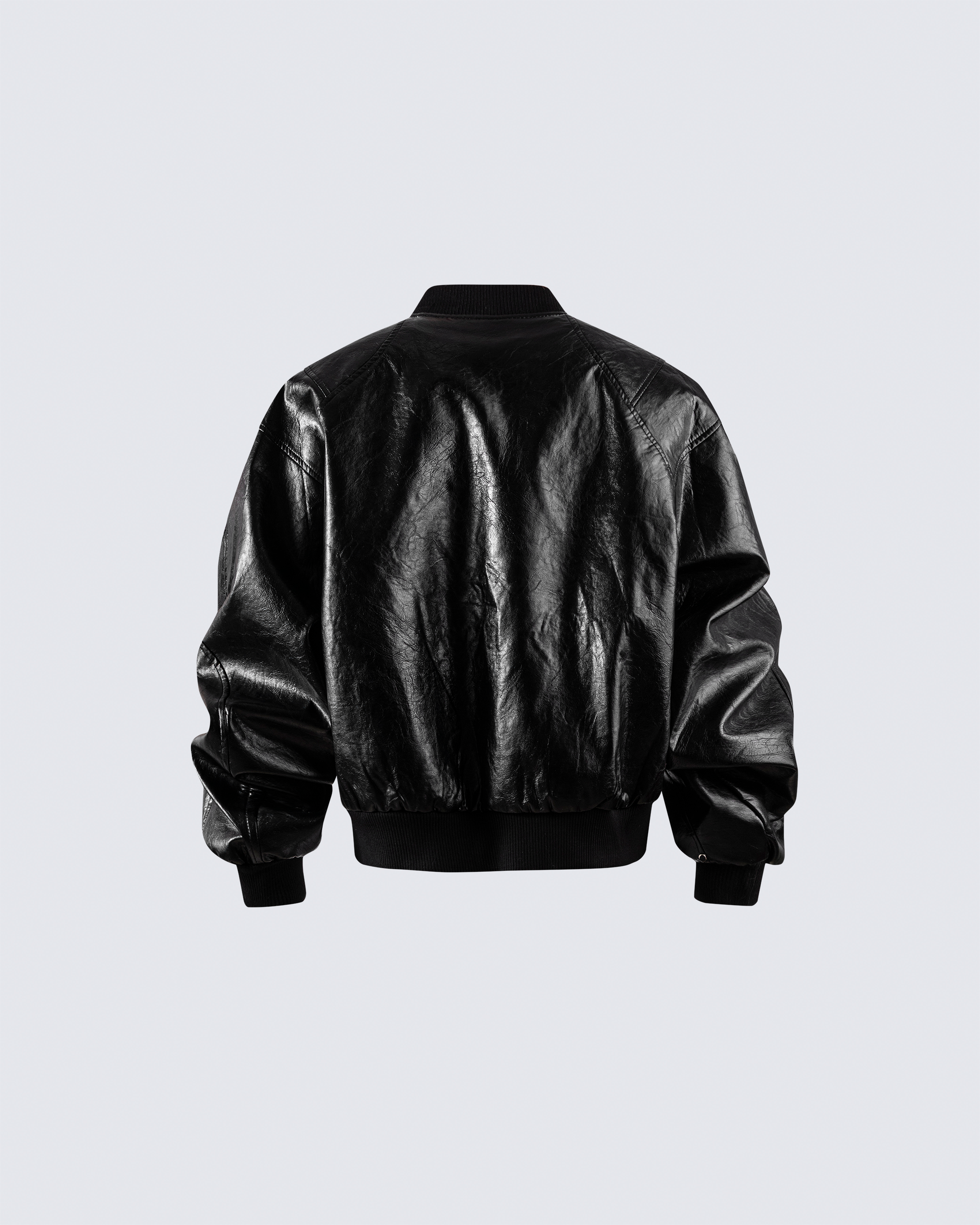 Rivet Accent Faux Leather Bomber Jacket