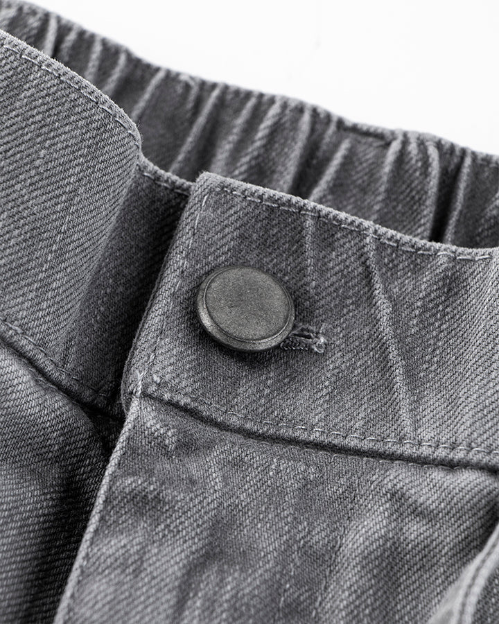 Washed Grey Multi-Pocket Cargo Pants