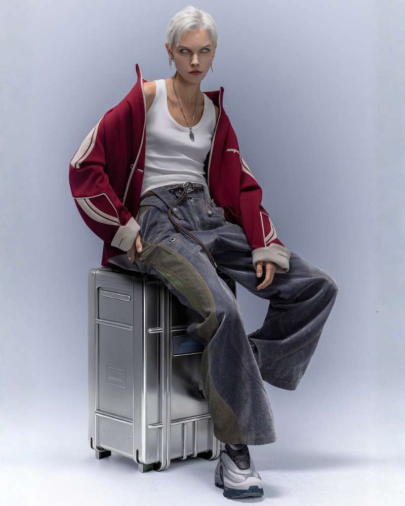 Flocked Wash Cyberpunk Streetwear Wide-Leg Pants