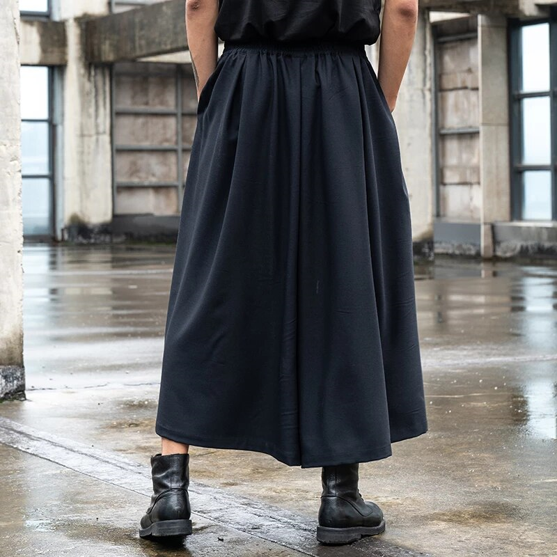 Men's Black Wide-Leg Skirt Pants â€?Hakama Inspired