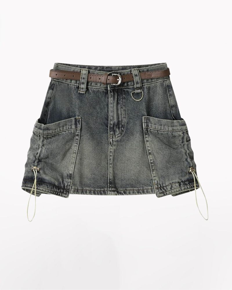 Big Pockets Denim Cargo Skirt