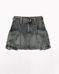 Big Pockets Denim Cargo Skirt