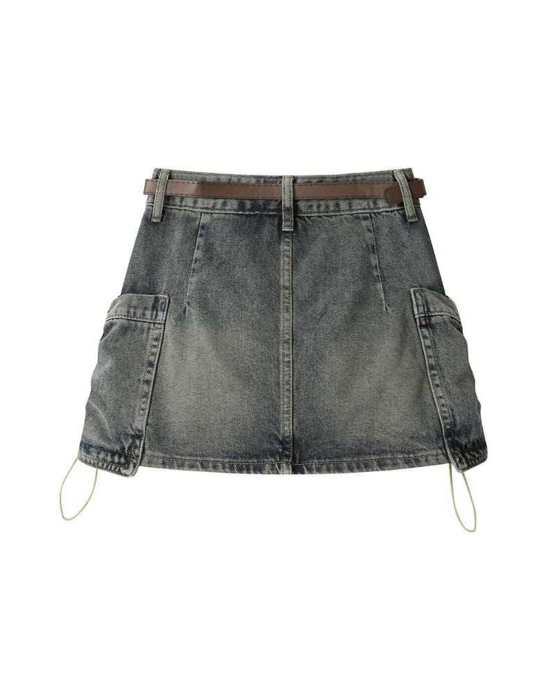 Big Pockets Denim Cargo Skirt