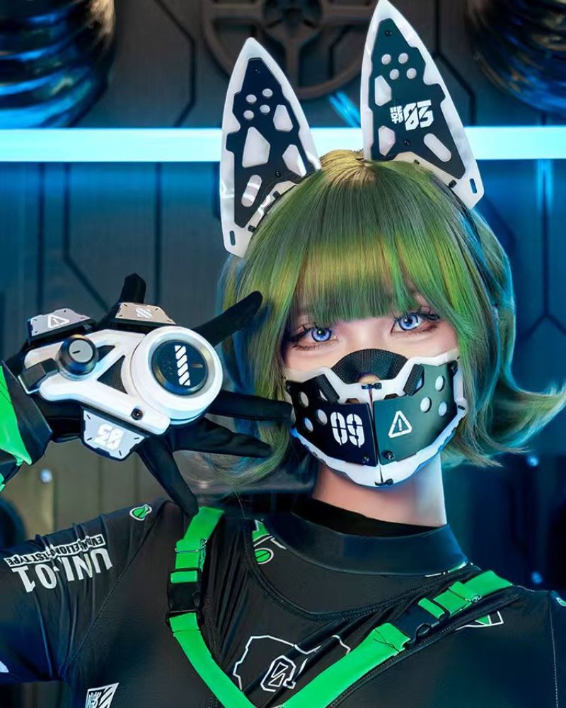 Cat Ears Cosplay Mask Headband Hand Armor