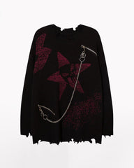 Chain Zipper Lazy Star Sweater