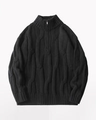 Chunky Cable-Knit Retro Turtleneck Sweater