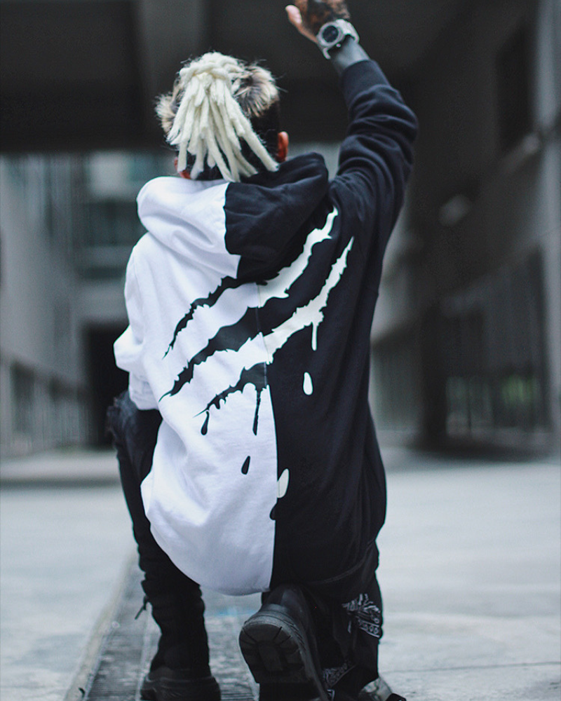 Claw Marks Black and White Hoodie