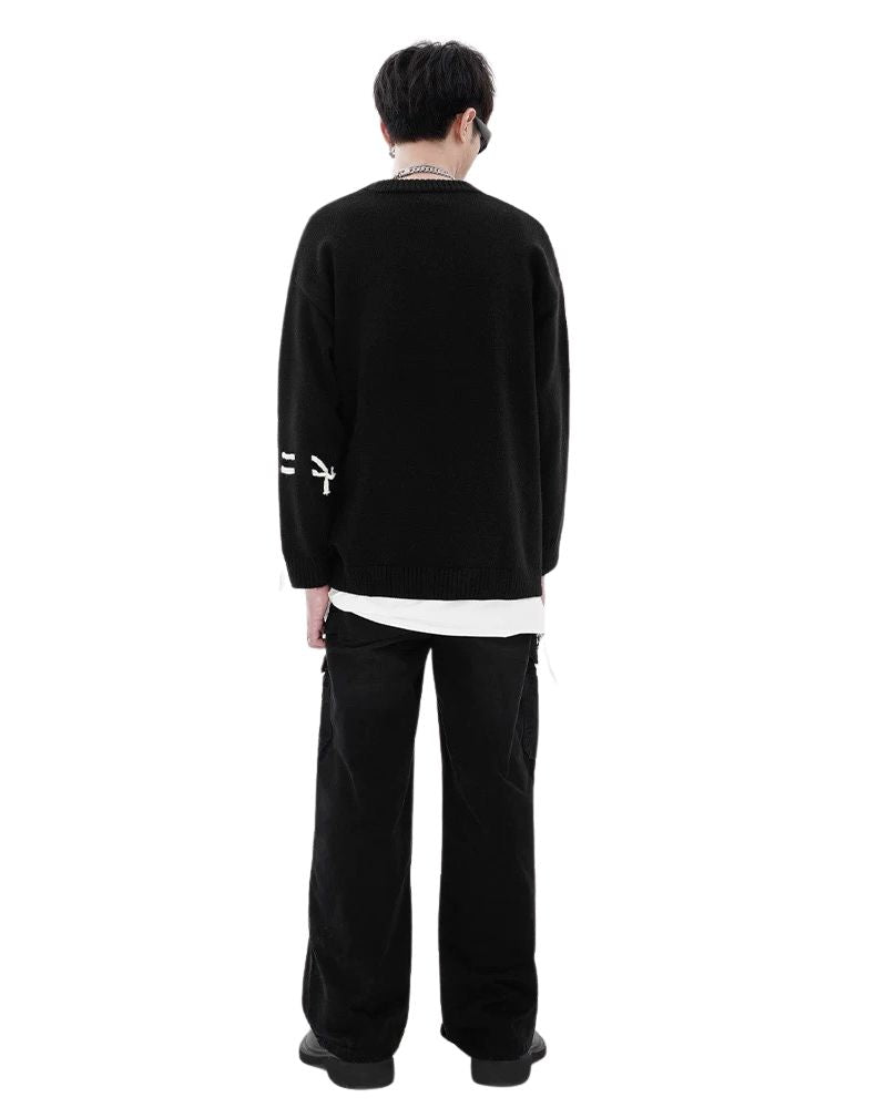 Color Block Drawstring Round Neck Lover Sweater