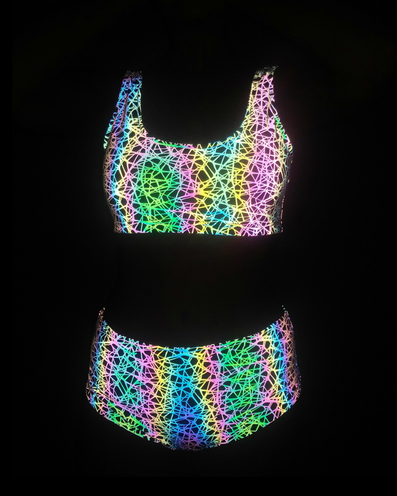 Shiny Rave Colorful Reflective Rave Party Shiny Bikini Set – Rabock