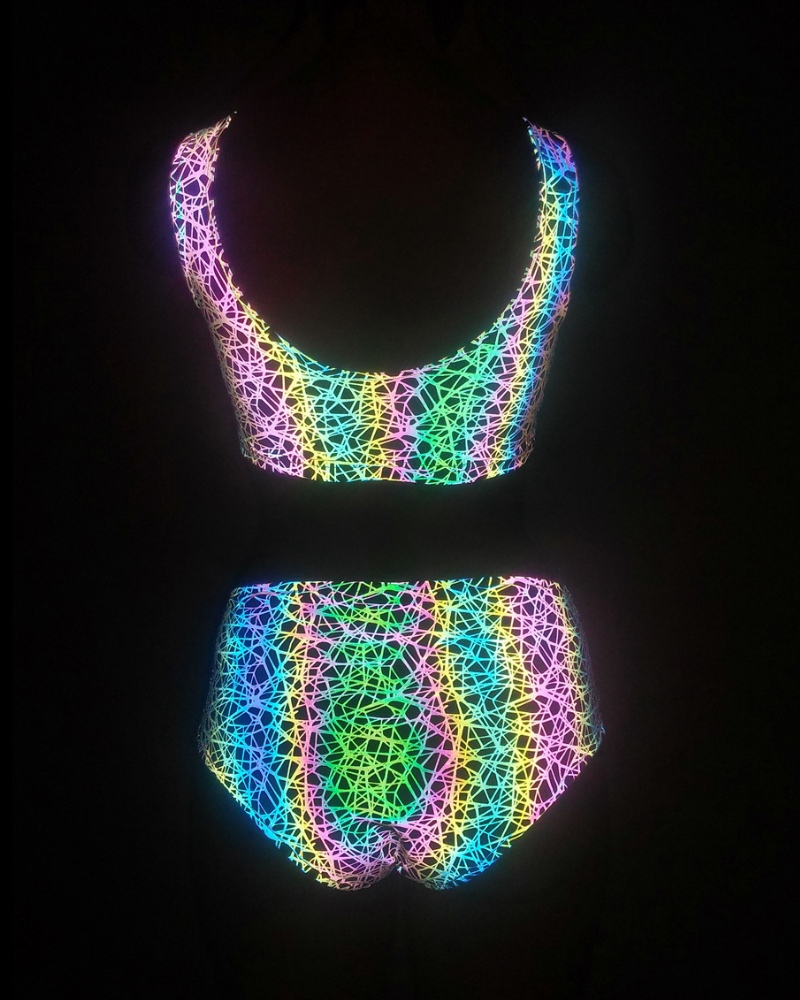Shiny Rave Colorful Reflective Rave Party Shiny Bikini Set – Rabock