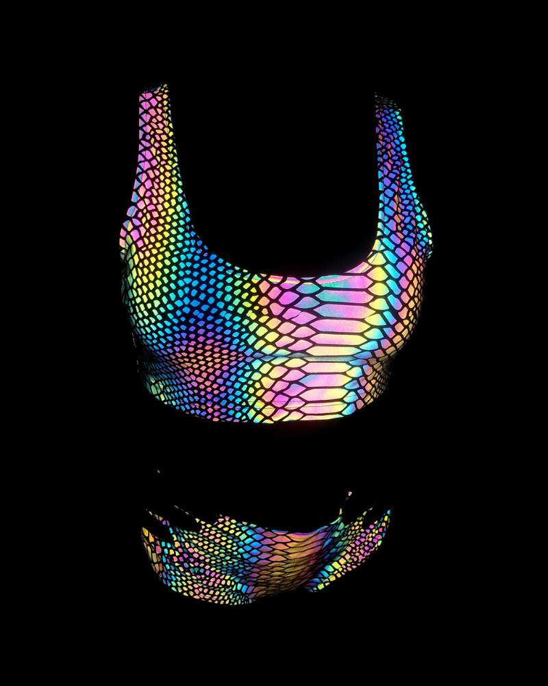 Shiny Rave Colorful Reflective Rave Party Shiny Bikini Set – Rabock
