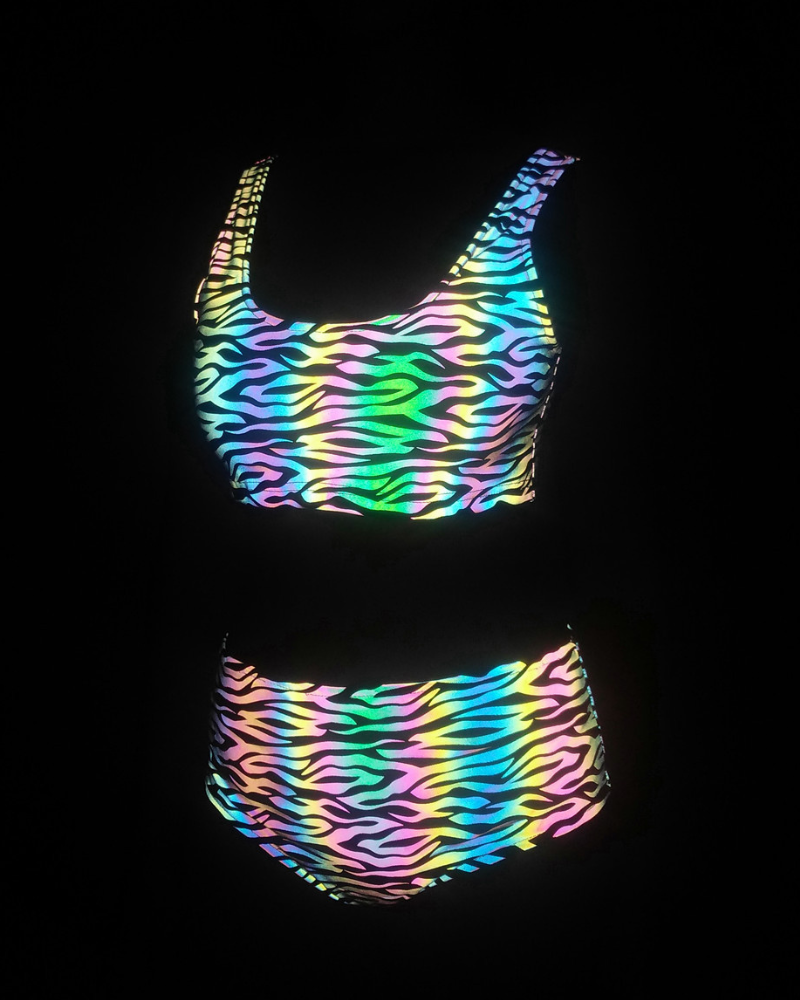 Shiny Rave Colorful Reflective Rave Party Shiny Bikini Set – Rabock