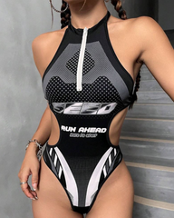 Cyberpunk Halter Cut Out Bodysuit