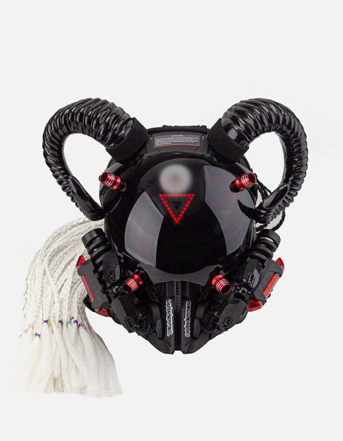 Black Goat Horns LED Cyberpunk Helmet Mask