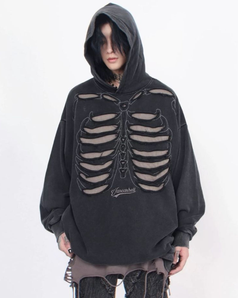 Opium Style Hollow Out Skeleton Hoodie
