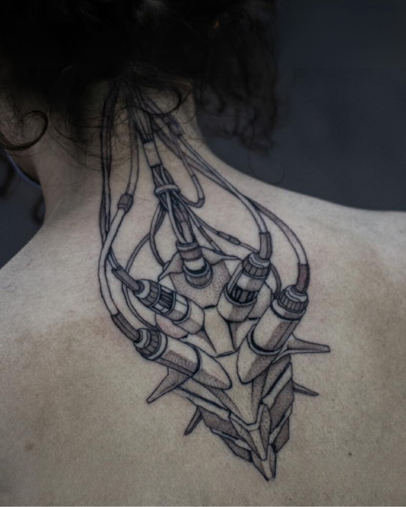 Mech Back Cyberpunk Tattoo