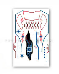 Mech Silver Facial Cyberpunk Tattoo