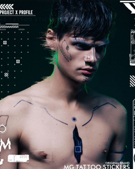 Mech Silver Facial Cyberpunk Tattoo