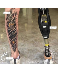 Cyberpunk Mechanical Leg Tattoo