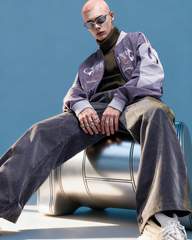 Cyberpunk Outfits Embroidered Suede Cropped Jacket