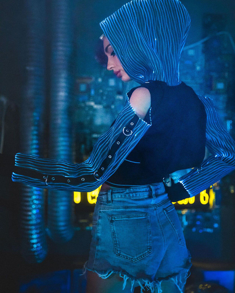 Cyberpunk Rave Clothing Luminous Off The Shoulder Crop Top
