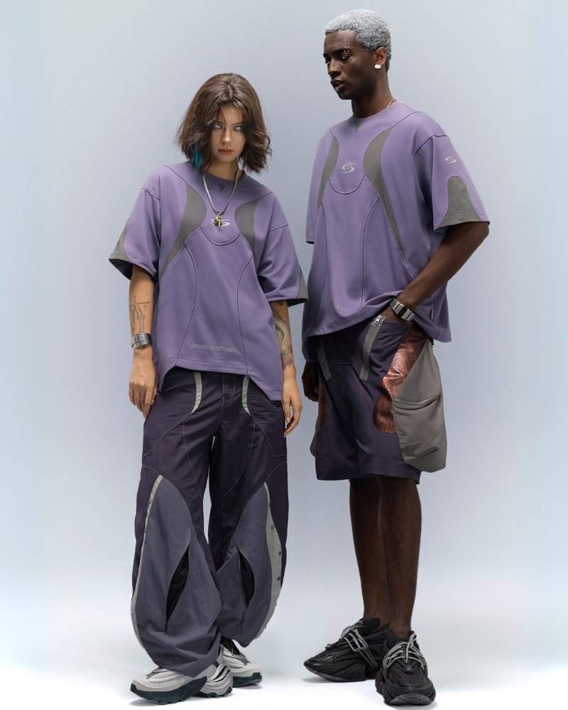 Cyberpunk Street-Style Star Arc Cocoon Pocket Shorts - Men