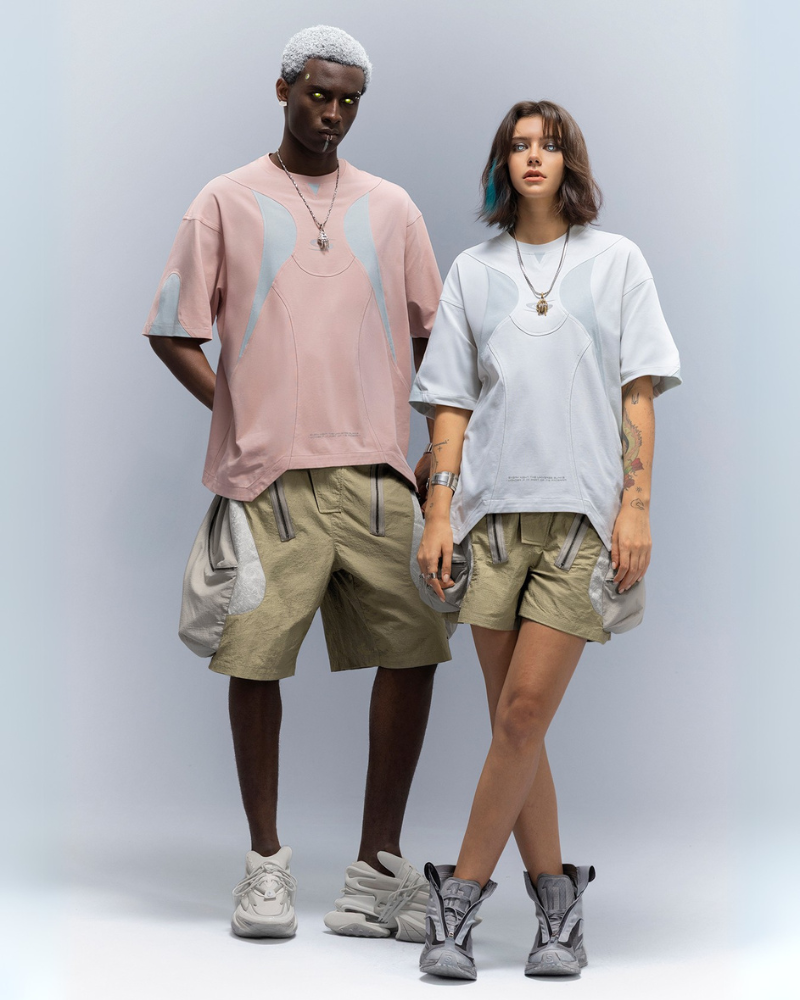 Cyberpunk Street-Style Star Arc Cocoon Pocket Shorts - Men