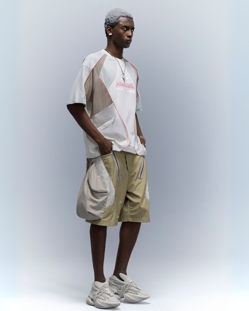 Cyberpunk Street-Style Star Arc Cocoon Pocket Shorts - Men