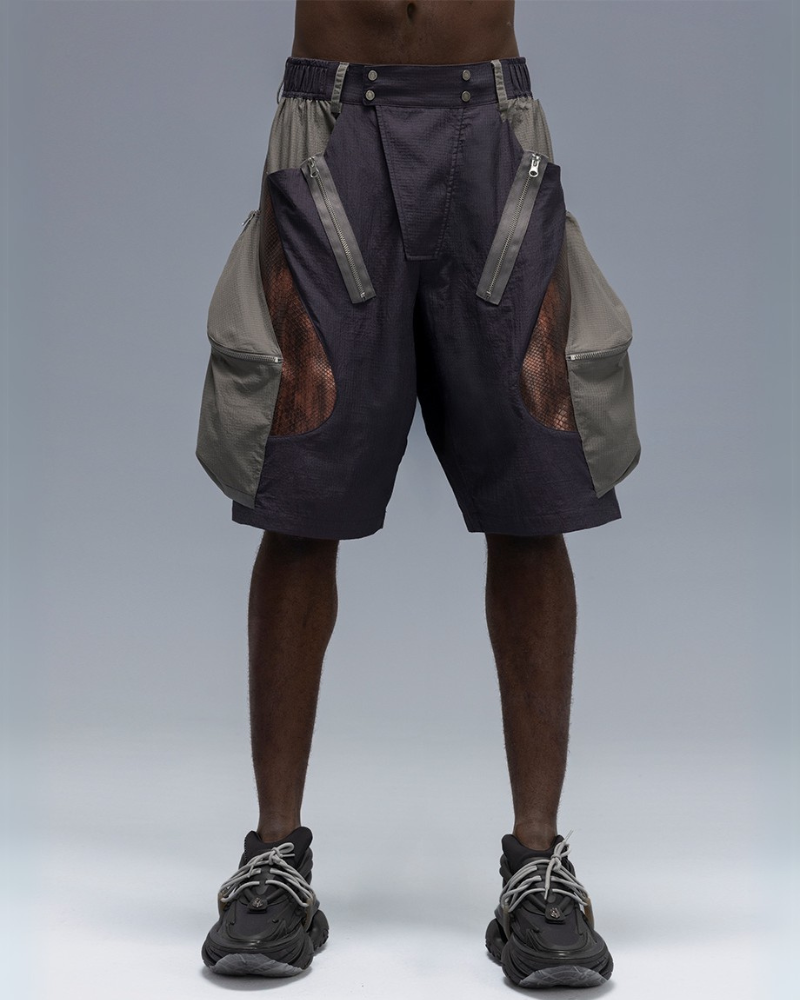 Cyberpunk Street-Style Star Arc Cocoon Pocket Shorts - Men
