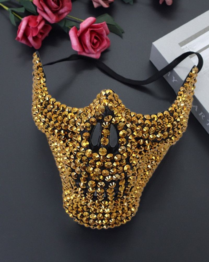 Cyberpunk Studded Diamond Horror Skull Mask