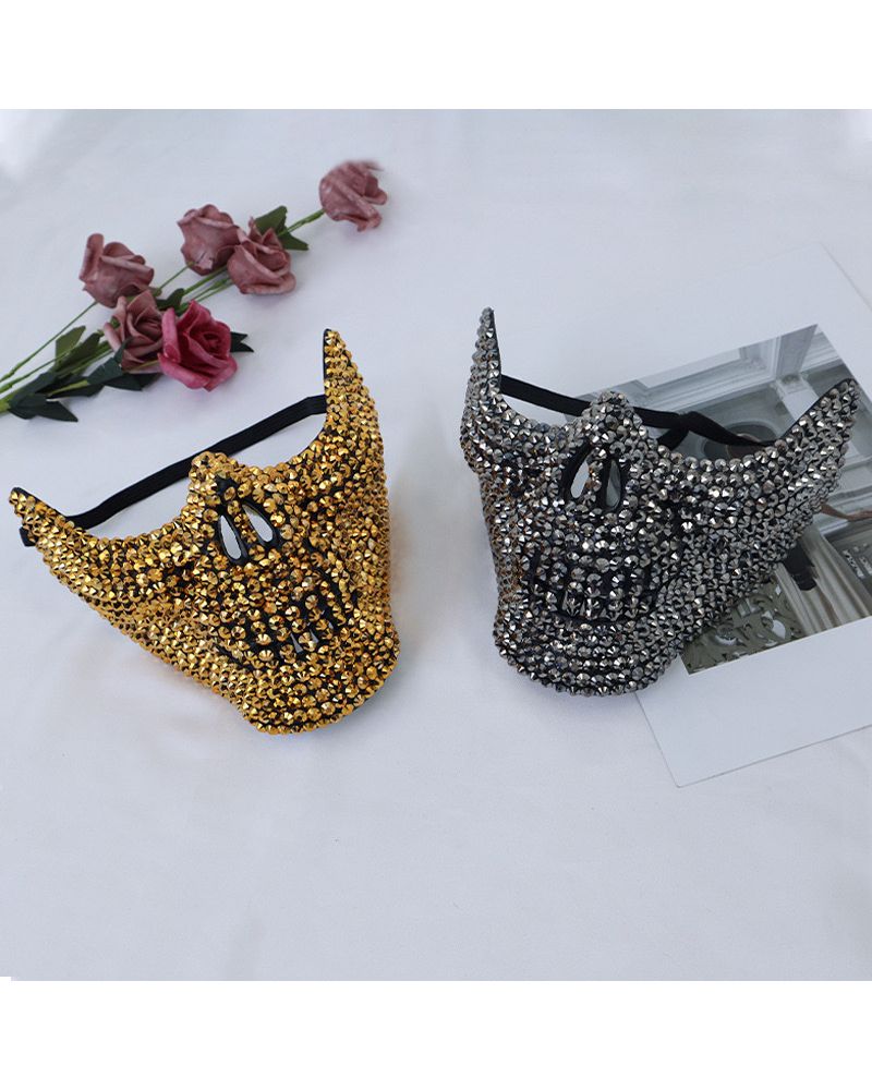 Cyberpunk Studded Diamond Horror Skull Mask