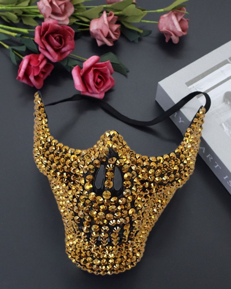Cyberpunk Studded Diamond Horror Skull Mask