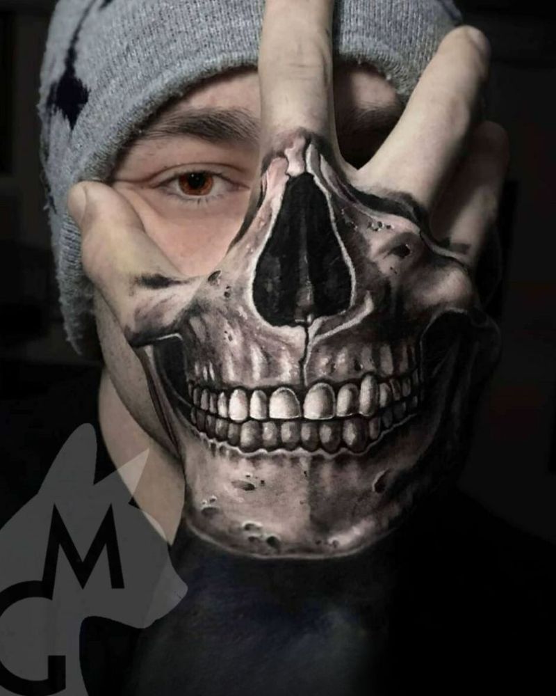 Cyberpunk Skeleton Hand Tattoo