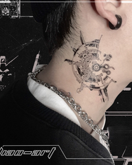 Cyberpunk Circuit Neck Tattoo