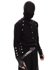 Dark Opium Style Button-Up Turtleneck Knit Sweater