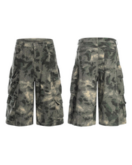 Denim Style Unisex Tie-Dye Cargo Shorts |  Camo Baggy Jorts