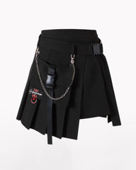 Detachable Pocket Black Cargo Skirt